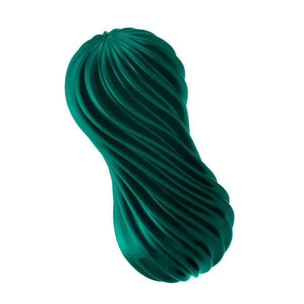 Tenga Flex in Green, spiral-grooved soft stroker case