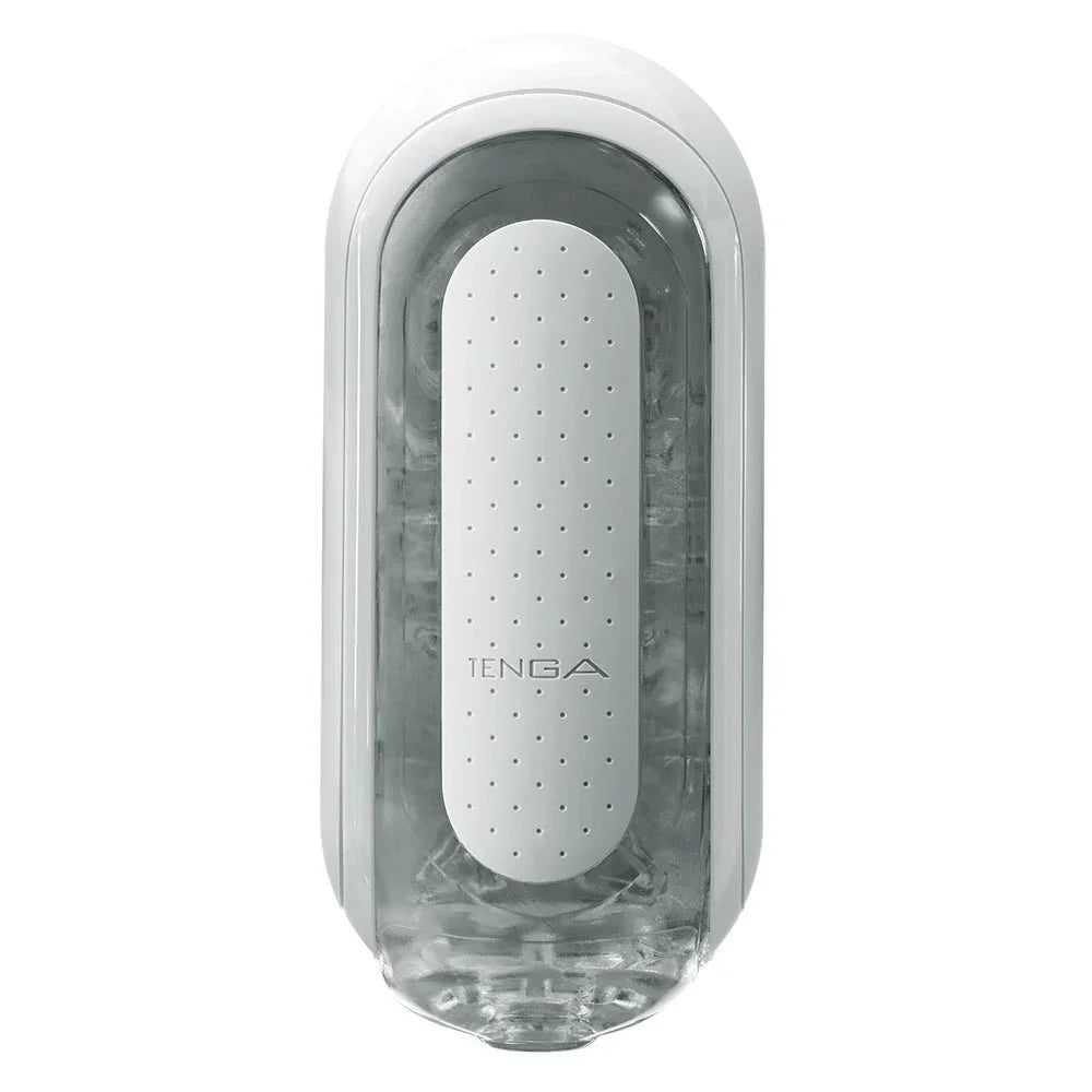 Tenga Flip Zero in White, angled view of the open-texture window