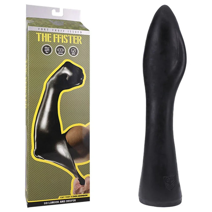 Fort Troff The FFister in Black beside its retail box, tapered fist tip