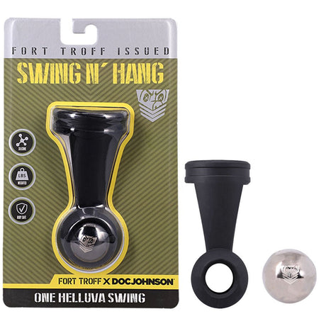 Buy Fort Troff - Swing N' Hang - Black Weighted Ball Tugger – Naughtyhut NZ sex toys online. Discreet delivery & top brands.