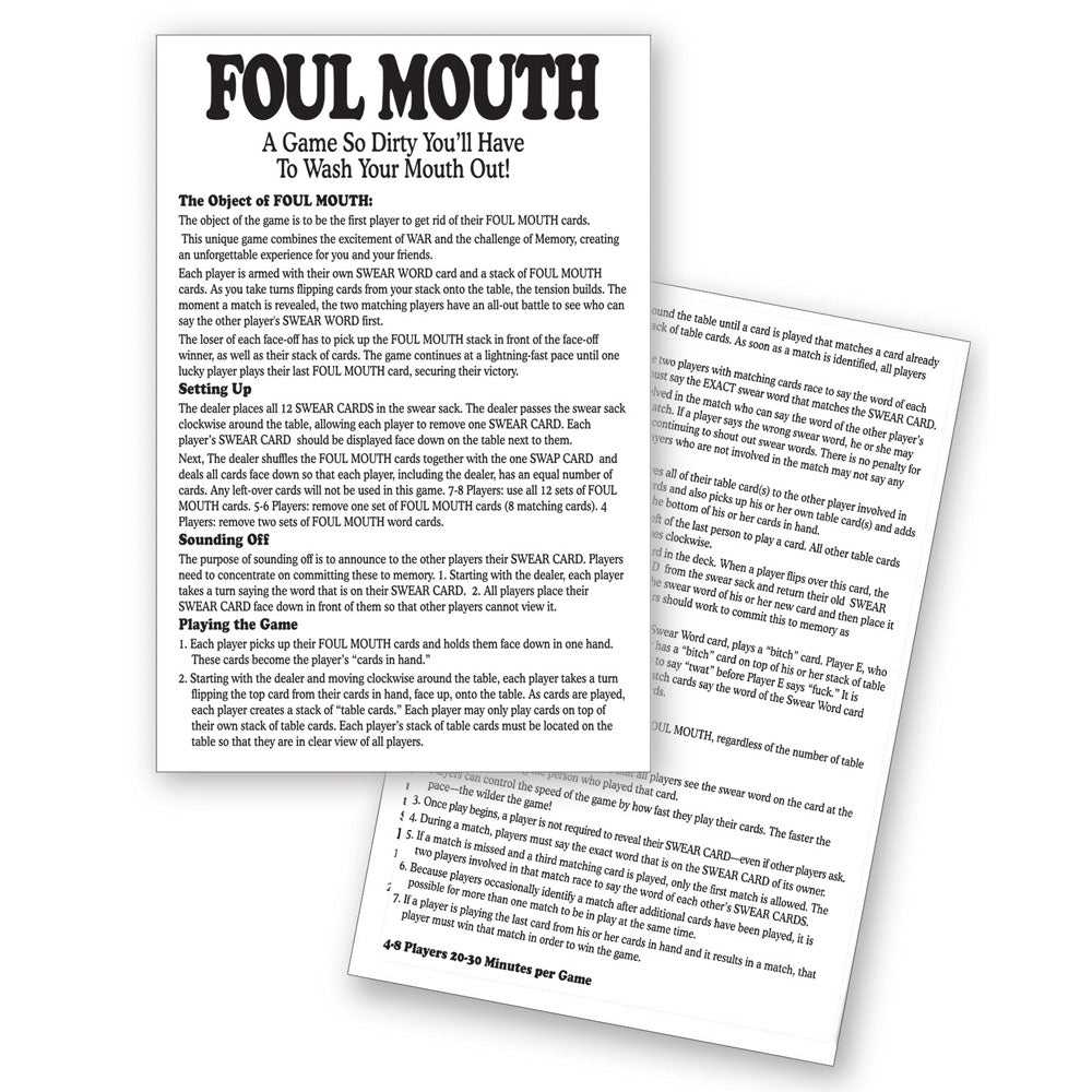 Buy Foul Mouth - Novelty Card Game – Naughtyhut NZ sex toys online. Discreet delivery & top brands.