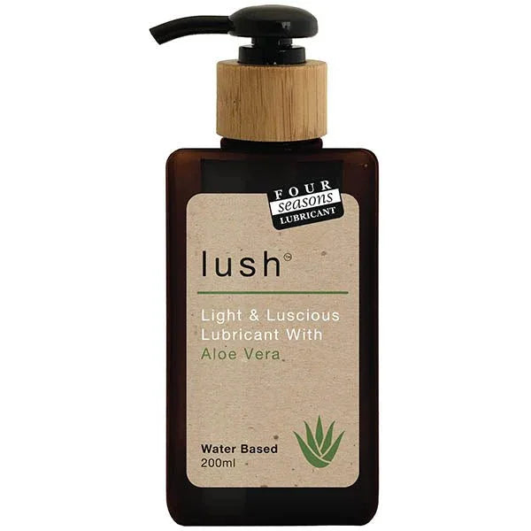 Lush Light & Luscious Lubricant in amber bottle, water-based, with aloe vera, 200ml.
