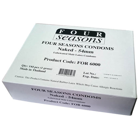 Buy Four Seasons Naked Classic Condoms - Bulk Box of 144 – Naughtyhut NZ sex toys online. Discreet delivery & top brands.