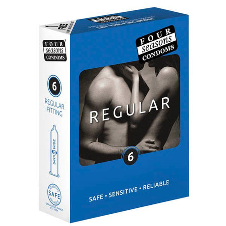 Buy Four Seasons Regular Condoms - Regular Fit Lubricated Condoms - 6 Pack – Naughtyhut NZ sex toys online. Discreet delivery & top brands.