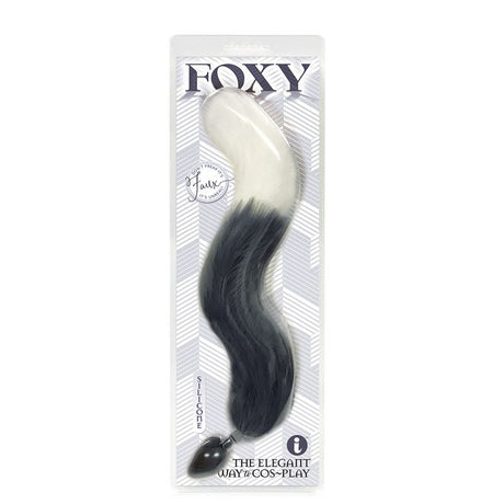Buy Foxy Fox Tail Silicone Butt Plug - Grey with White Tip - 46 cm Tail – Naughtyhut NZ sex toys online. Discreet delivery & top brands.