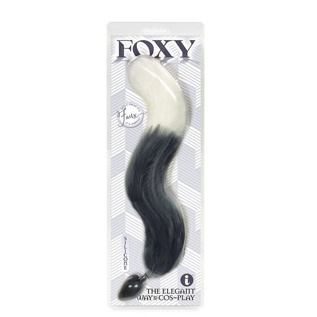 Buy Foxy Fox Tail Silicone Butt Plug - Grey with White Tip - 46 cm Tail – Naughtyhut NZ sex toys online. Discreet delivery & top brands.