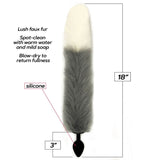 Buy Foxy Fox Tail Silicone Butt Plug - Grey with White Tip - 46 cm Tail – Naughtyhut NZ sex toys online. Discreet delivery & top brands.