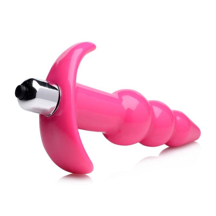 Frisky Ribbed Vibrating Butt Plug - Pink 10.9 cm Vibrating Butt Plug – Sex toys NZ by Naughtyhut. Discreet delivery nationwide.