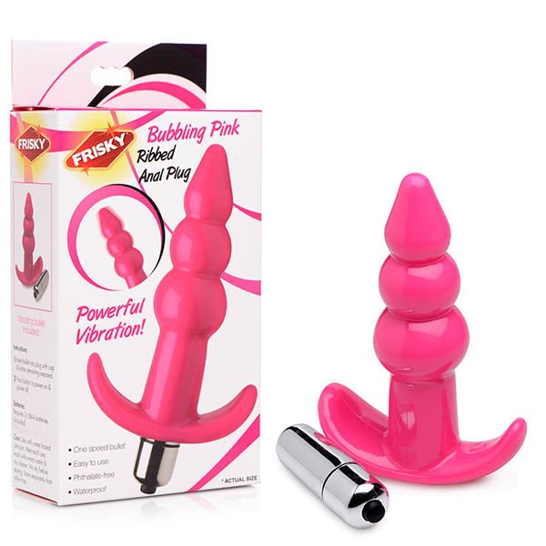 Frisky Ribbed Vibrating Butt Plug - Pink 10.9 cm Vibrating Butt Plug – Sex toys NZ by Naughtyhut. Discreet delivery nationwide.