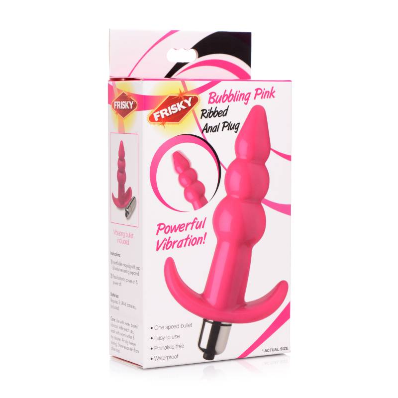 Frisky Ribbed Vibrating Butt Plug - Pink 10.9 cm Vibrating Butt Plug – Sex toys NZ by Naughtyhut. Discreet delivery nationwide.