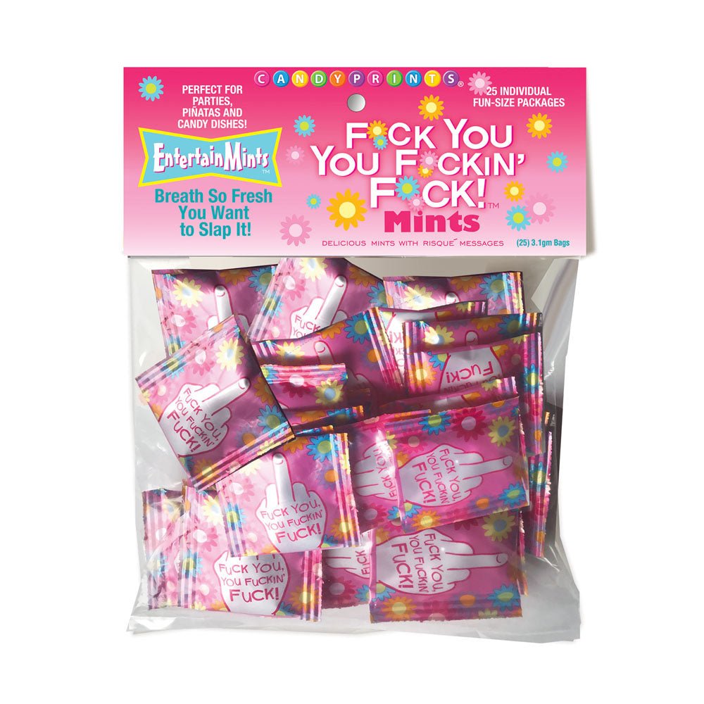 Fuck You, You Fuckin Fuck! Mints - Bag of 25 - Bulk Bag of 25 Party Packs – Sex toys NZ by Naughtyhut. Discreet delivery nationwide.