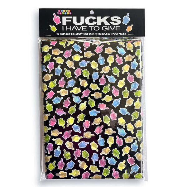 Fucks I Have To Give tissue paper, 6 black sheets printed with coloured fingers