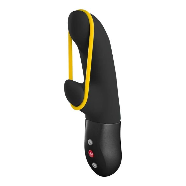 Fun Factory Amorino in Black, mini vibrator with stimulation band, side view