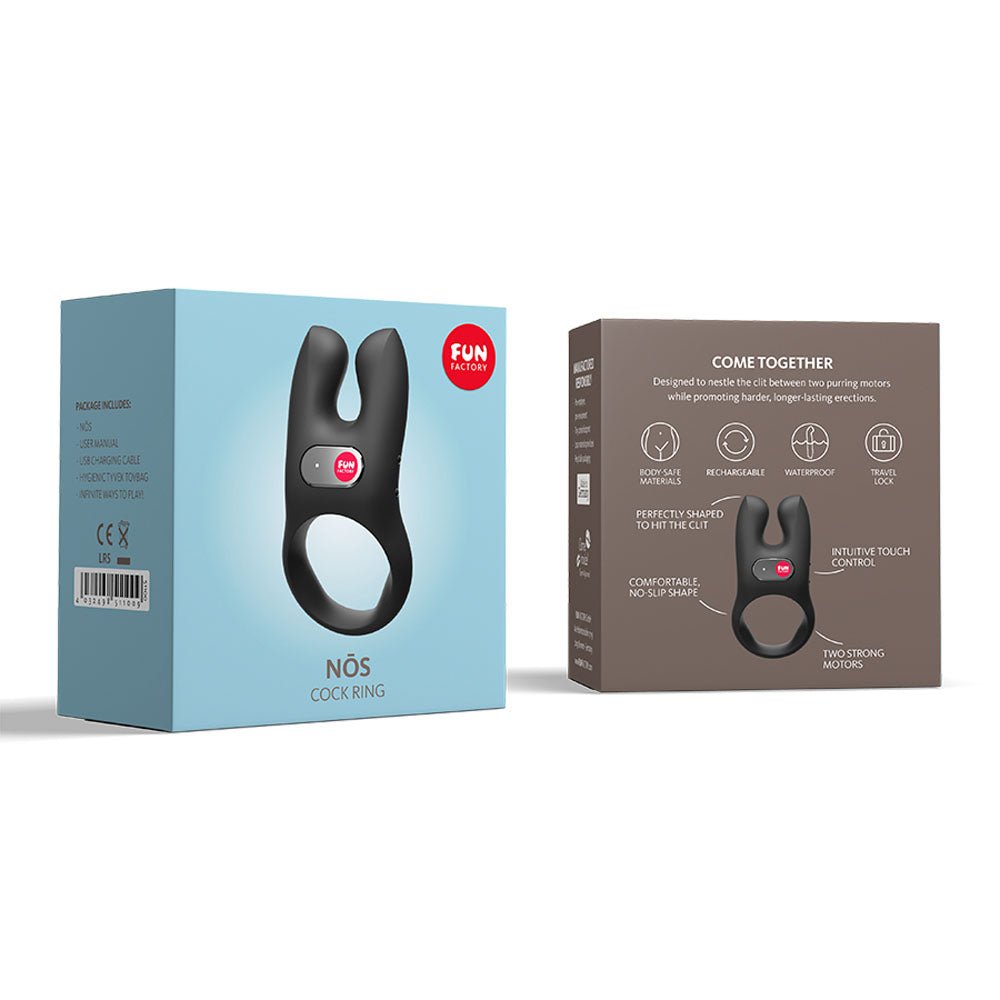 Buy Fun Factory NOS black - Black USB Rechargeable Vibrating Cock Ring – Naughtyhut NZ sex toys online. Discreet delivery & top brands.
