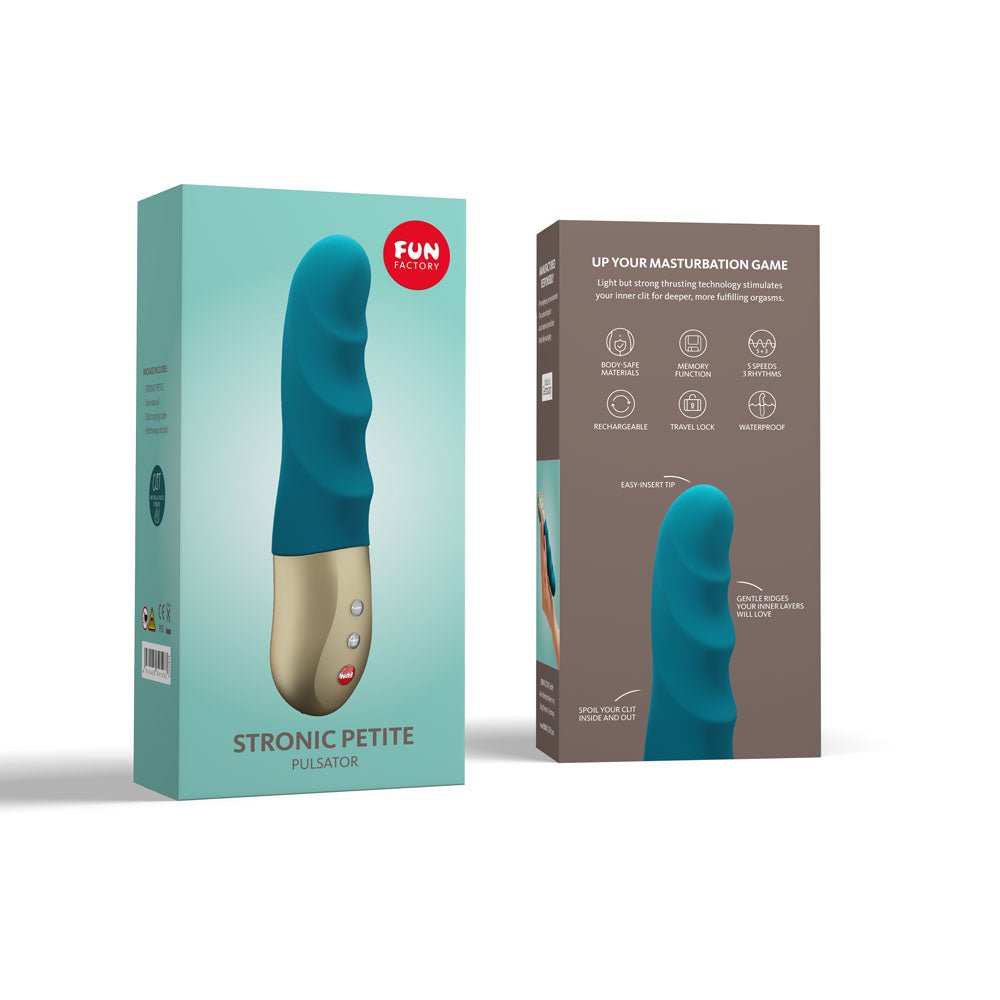 Buy Fun Factory STRONIC PETITE deep sea blue - Deep Sea Blue 17 cm USB Rechargeable Thrusting Vibrator – Naughtyhut NZ sex toys online. Discreet delivery & top brands.
