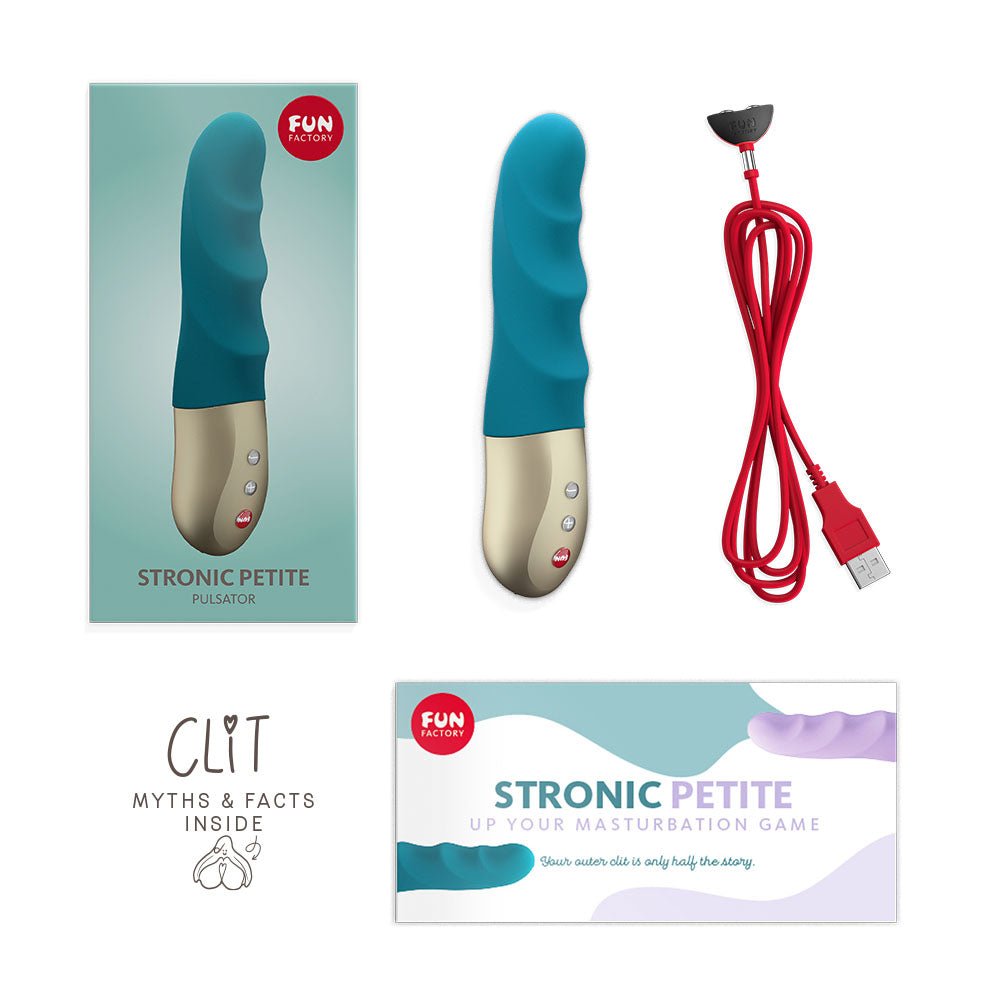 Buy Fun Factory STRONIC PETITE deep sea blue - Deep Sea Blue 17 cm USB Rechargeable Thrusting Vibrator – Naughtyhut NZ sex toys online. Discreet delivery & top brands.