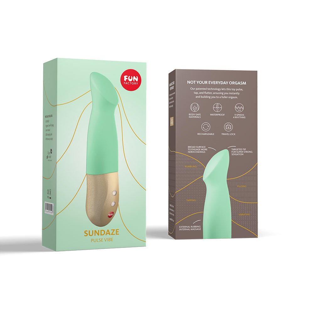 Fun Factory SUNDAZE pistachio - Pistachio Green 17.5 cm USB Rechargeable Thrusting Vibrator – Sex toys NZ by Naughtyhut. Discreet delivery nationwide.