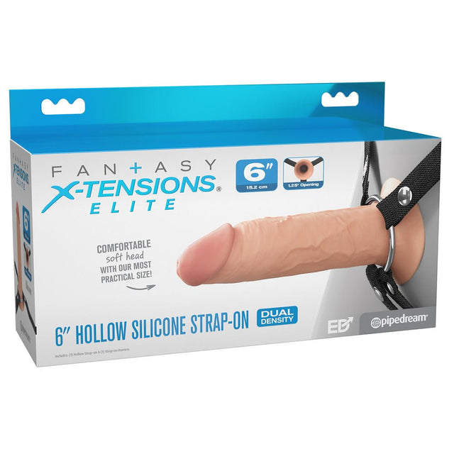 Buy FX Elite 6'' Silicone Hollow Strap - On - Flesh - Flesh 15.2 cm Hollow Strap - On – Naughtyhut NZ sex toys online. Discreet delivery & top brands.