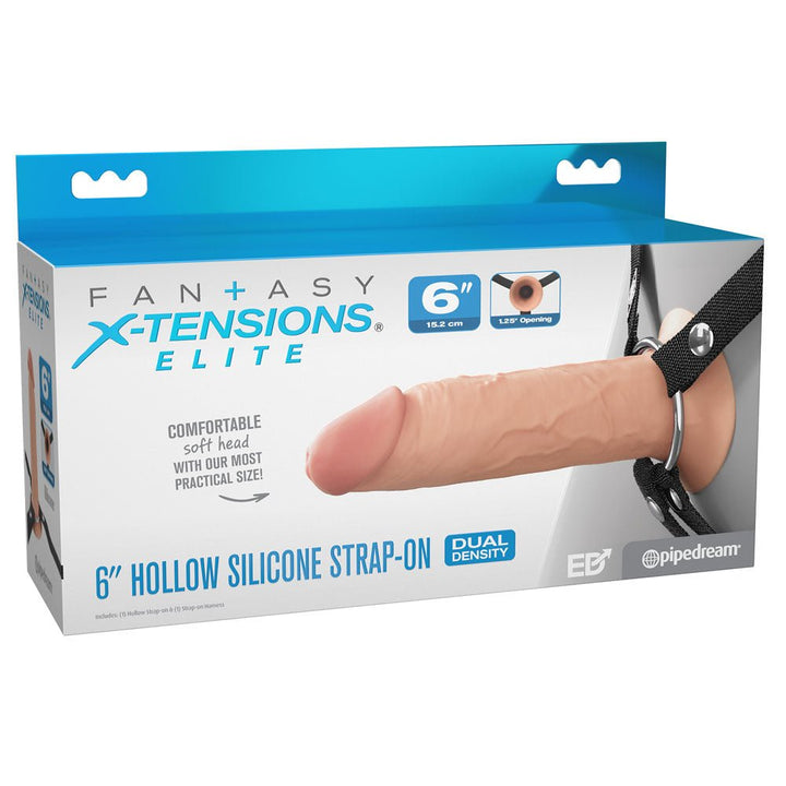 FX Elite 6'' Silicone Hollow Strap - On - Flesh - Flesh 15.2 cm Hollow Strap - On – Sex toys NZ by Naughtyhut. Discreet delivery nationwide.