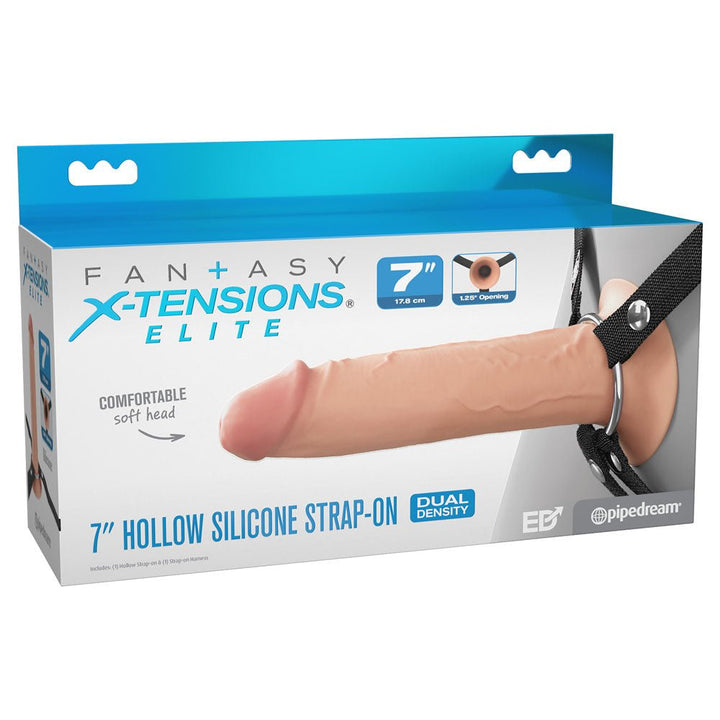 FX Elite 7'' Silicone Hollow Strap - On - Flesh - Flesh 17.8 cm Hollow Strap - On – Sex toys NZ by Naughtyhut. Discreet delivery nationwide.