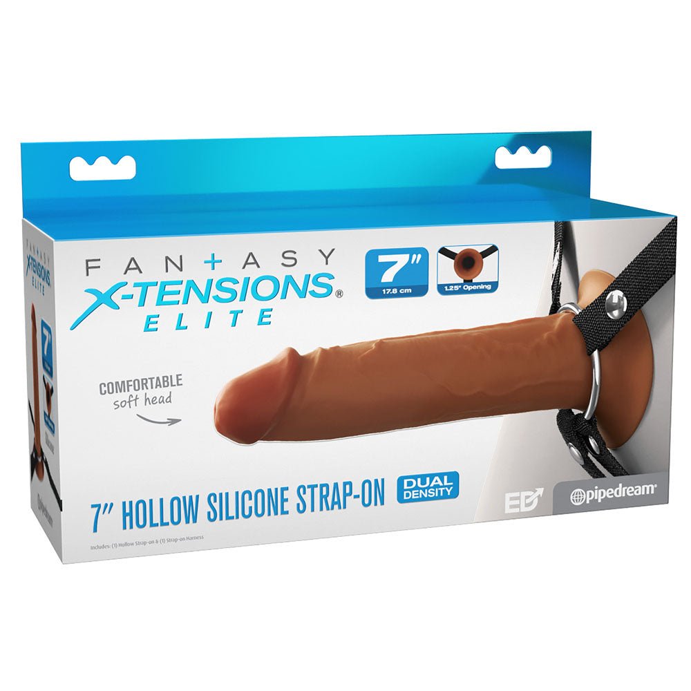 FX Elite 7'' Silicone Hollow Strap - On - Tan - Tan 17.8 cm Hollow Strap - On – Sex toys NZ by Naughtyhut. Discreet delivery nationwide.