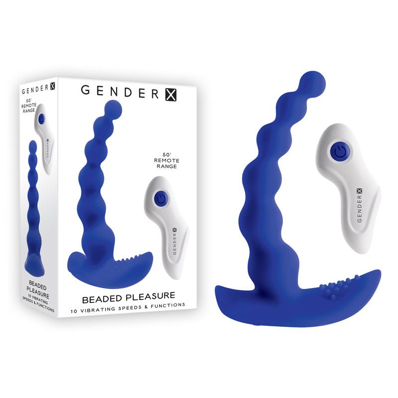 Gender X BEADED PLEASURE - Blue 11.4 cm USB Rechargeable Vibrating Anal Beads with Remote – Sex toys NZ by Naughtyhut. Discreet delivery nationwide.