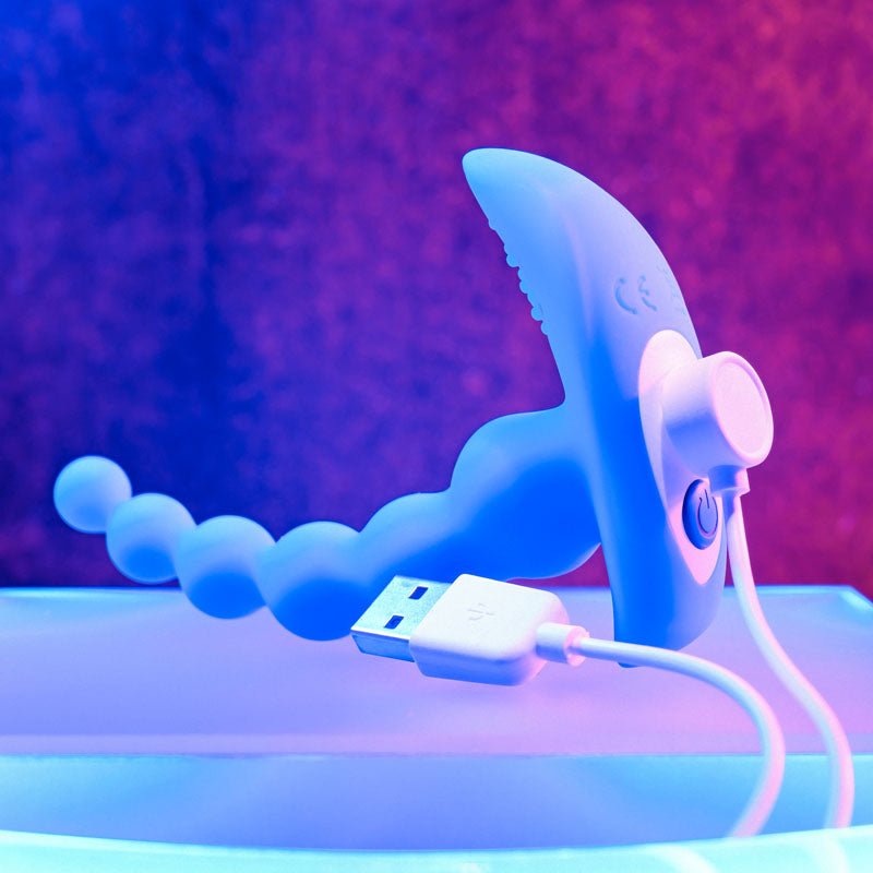 Buy Gender X BEADED PLEASURE - Blue 11.4 cm USB Rechargeable Vibrating Anal Beads with Remote – Naughtyhut NZ sex toys online. Discreet delivery & top brands.