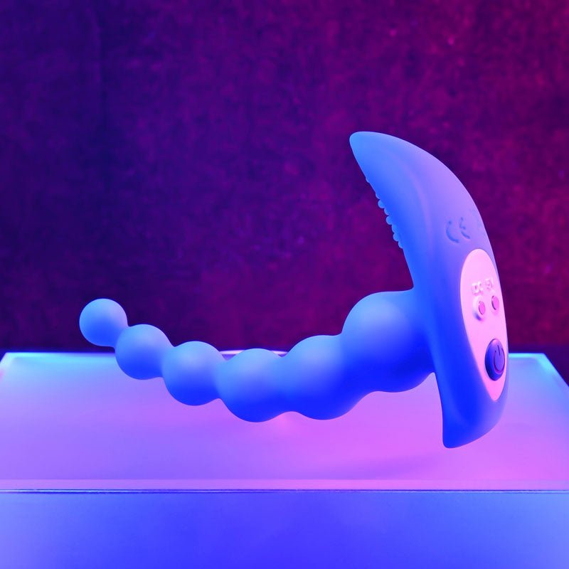 Buy Gender X BEADED PLEASURE - Blue 11.4 cm USB Rechargeable Vibrating Anal Beads with Remote – Naughtyhut NZ sex toys online. Discreet delivery & top brands.