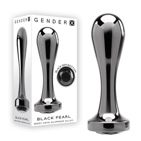 Buy Gender X BLACK PEARL - Gunmetal 12.4 cm Metal Butt Plug with Black Gem Base – Naughtyhut NZ sex toys online. Discreet delivery & top brands.