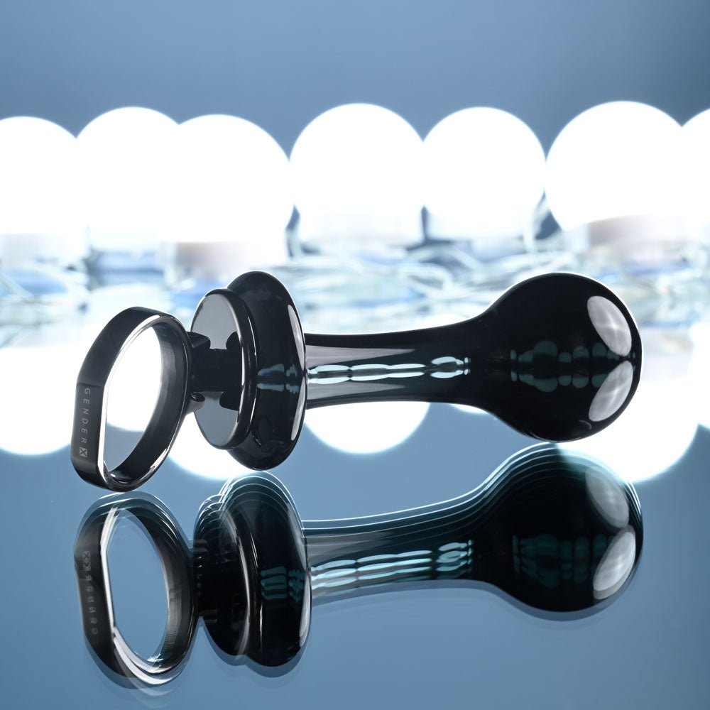 Buy Gender X BLOW POP - Black 12.8 cm Glass Plug with Ring Pull – Naughtyhut NZ sex toys online. Discreet delivery & top brands.