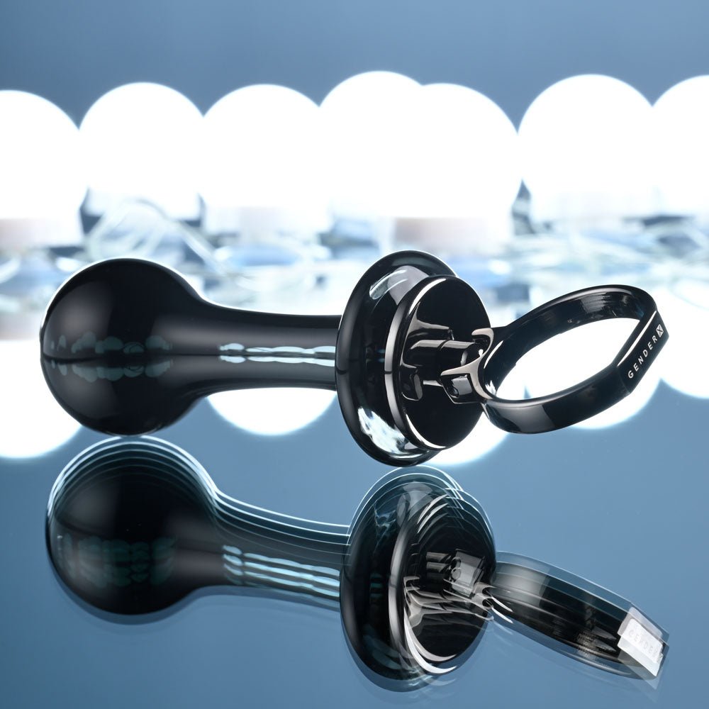 Buy Gender X BLOW POP - Black 12.8 cm Glass Plug with Ring Pull – Naughtyhut NZ sex toys online. Discreet delivery & top brands.