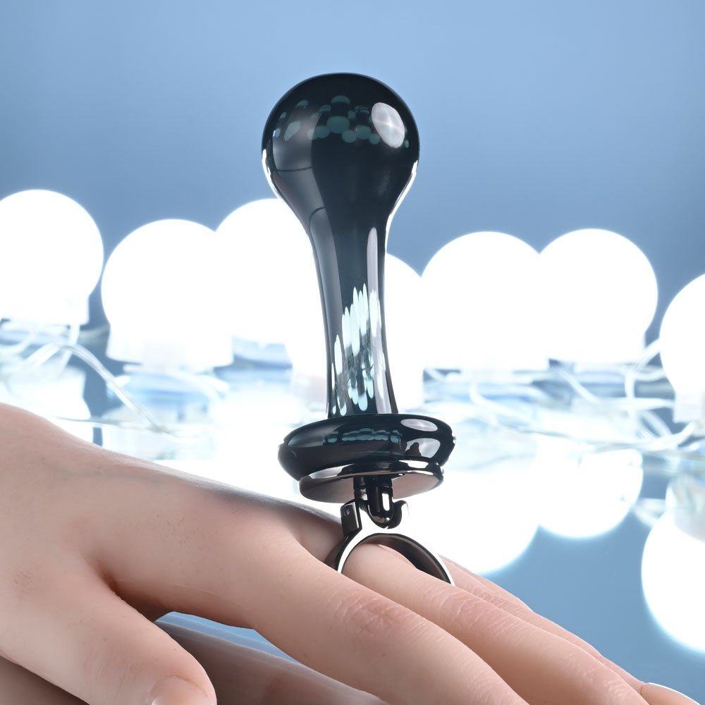 Buy Gender X BLOW POP - Black 12.8 cm Glass Plug with Ring Pull – Naughtyhut NZ sex toys online. Discreet delivery & top brands.