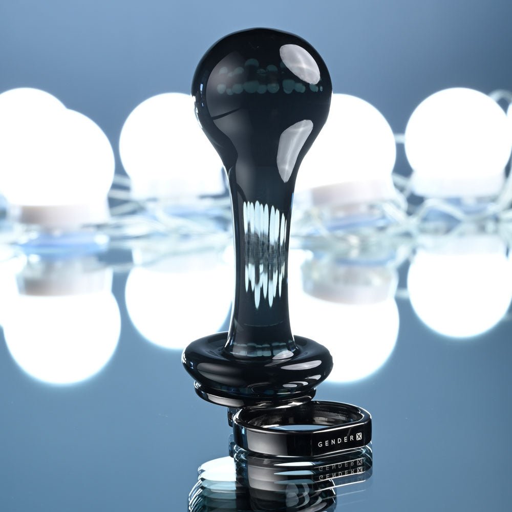 Buy Gender X BLOW POP - Black 12.8 cm Glass Plug with Ring Pull – Naughtyhut NZ sex toys online. Discreet delivery & top brands.