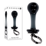 Buy Gender X BLOW POP - Black 12.8 cm Glass Plug with Ring Pull – Naughtyhut NZ sex toys online. Discreet delivery & top brands.