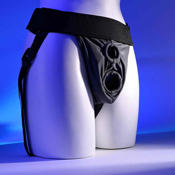 Gender X DOUBLE RIDER - Black Adjustable Strap - On Harness (No Probe Included) – Sex toys NZ by Naughtyhut. Discreet delivery nationwide.