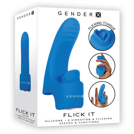 Buy Gender X FLICK IT - Blue USB Rechargeable Finger Vibrator – Naughtyhut NZ sex toys online. Discreet delivery & top brands.