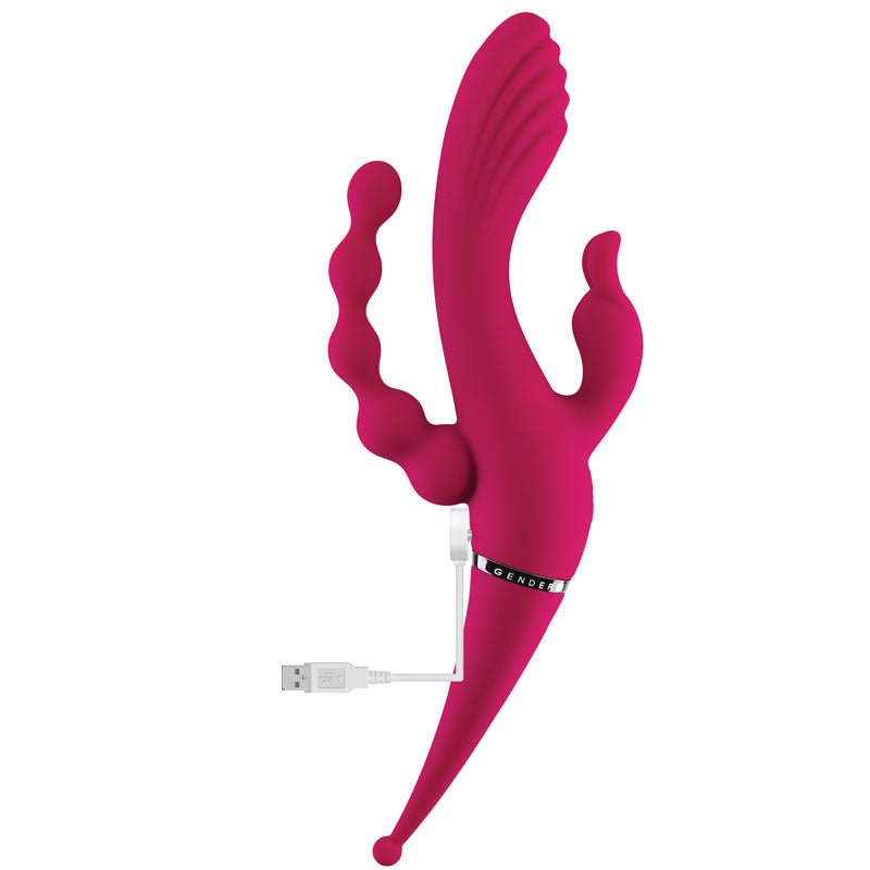 Buy Gender X FOUR BY FOUR - Pink 27.5 cm USB Rechargeable Multi Vibrator – Naughtyhut NZ sex toys online. Discreet delivery & top brands.