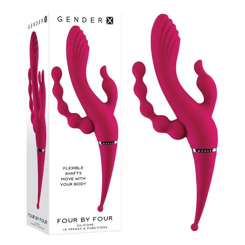 Gender X FOUR BY FOUR - Pink 27.5 cm USB Rechargeable Multi Vibrator – Sex toys NZ by Naughtyhut. Discreet delivery nationwide.