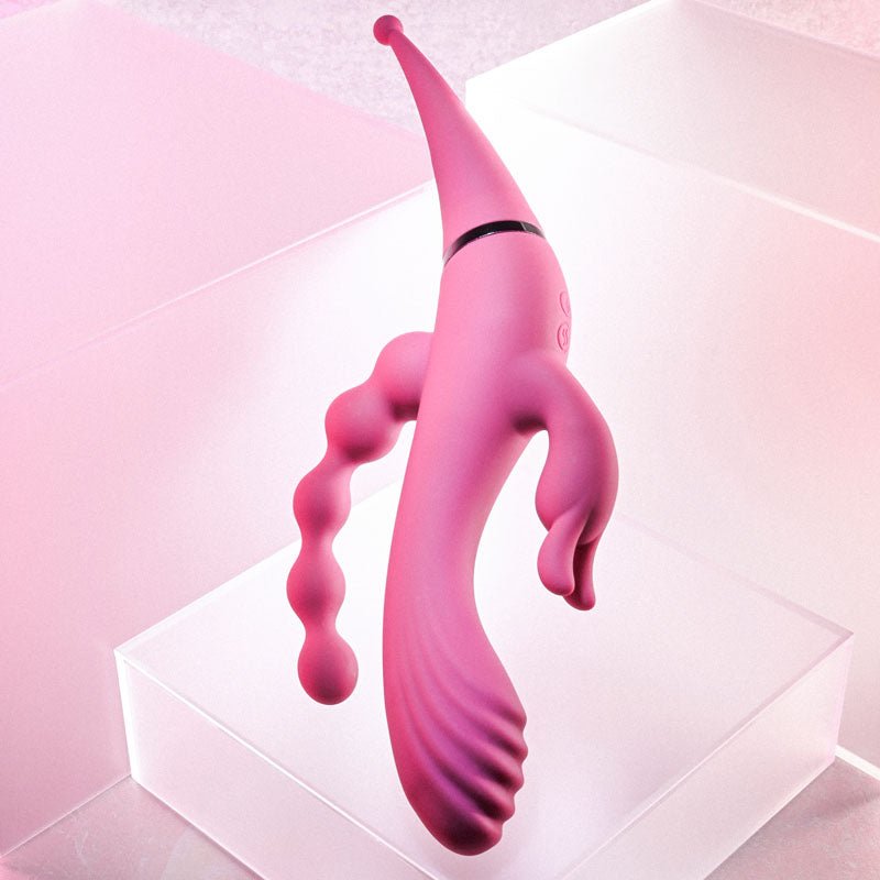 Buy Gender X FOUR BY FOUR - Pink 27.5 cm USB Rechargeable Multi Vibrator – Naughtyhut NZ sex toys online. Discreet delivery & top brands.