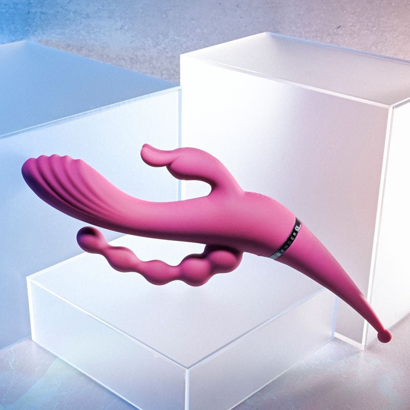 Buy Gender X FOUR BY FOUR - Pink 27.5 cm USB Rechargeable Multi Vibrator – Naughtyhut NZ sex toys online. Discreet delivery & top brands.