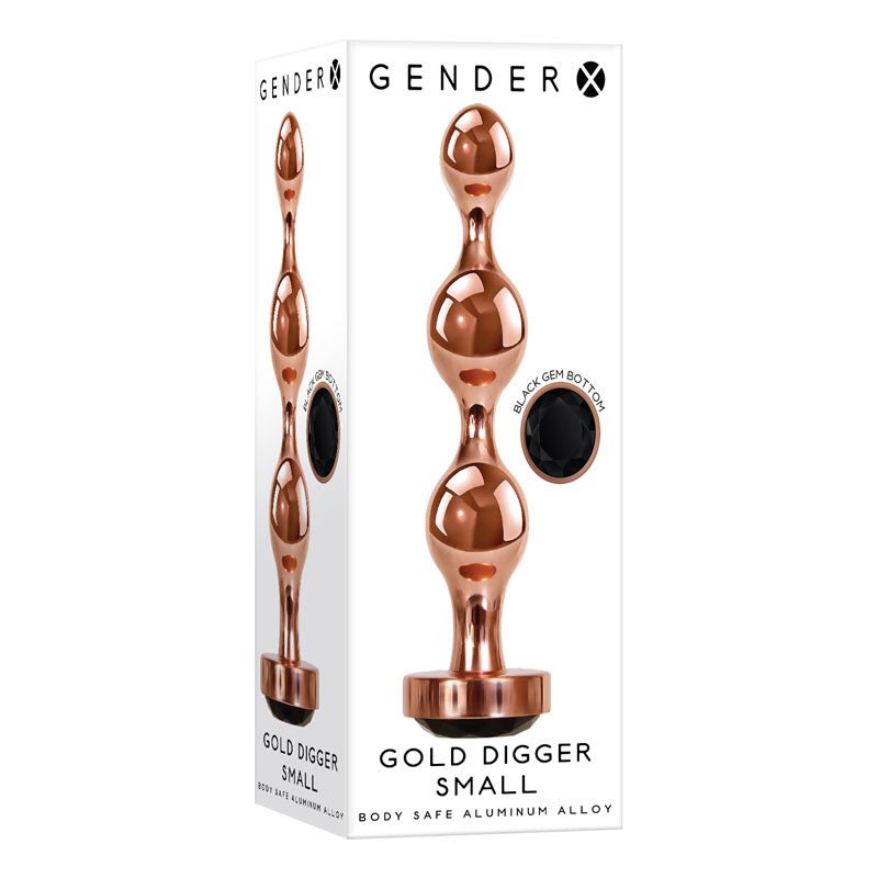 Buy Gender X GOLD DIGGER SMALL - Rose Gold Small Butt Plug with Black Gem Base – Naughtyhut NZ sex toys online. Discreet delivery & top brands.