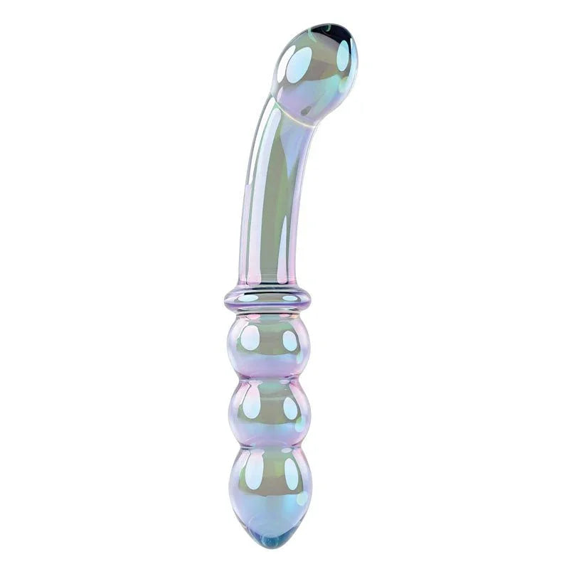 Gender X Lustrous Galaxy Wand upright on plain white, full length, bulb end up
