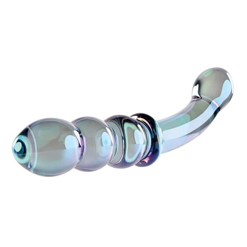 Gender X Lustrous Galaxy Wand on white, end-on view of the beaded end and ribbed collar