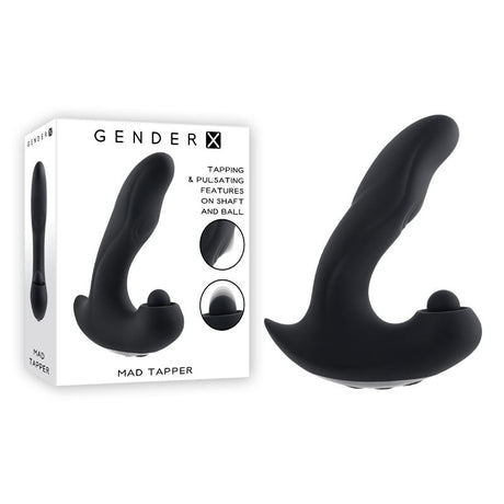 Buy Gender X MAD TAPPER - Black USB Rechargeable Double Tapping Vibrating Massager – Naughtyhut NZ sex toys online. Discreet delivery & top brands.