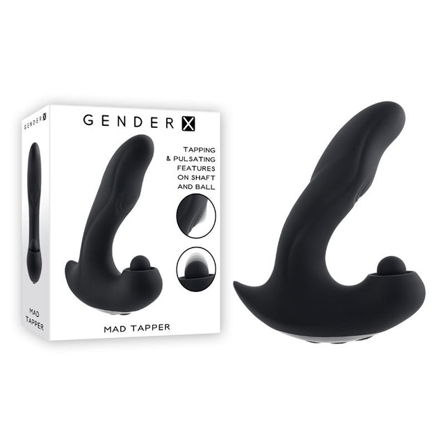 Buy Gender X MAD TAPPER - Black USB Rechargeable Double Tapping Vibrating Massager – Naughtyhut NZ sex toys online. Discreet delivery & top brands.