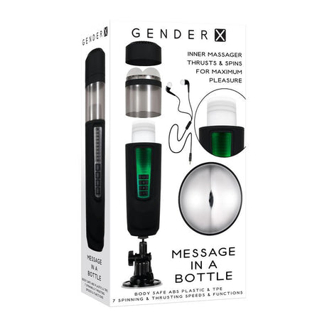 Buy Gender X MESSAGE IN A BOTTLE - USB Rechargeable Thrusting & Spinning Masturbator – Naughtyhut NZ sex toys online. Discreet delivery & top brands.