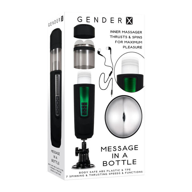 Buy Gender X MESSAGE IN A BOTTLE - USB Rechargeable Thrusting & Spinning Masturbator – Naughtyhut NZ sex toys online. Discreet delivery & top brands.