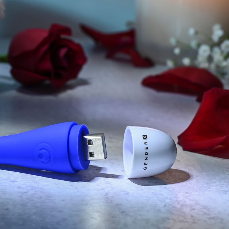 Gender X PLAY BALL - Blue 25 cm USB Rechargeable Thrusting & Vibrating Orbs – Sex toys NZ by Naughtyhut. Discreet delivery nationwide.