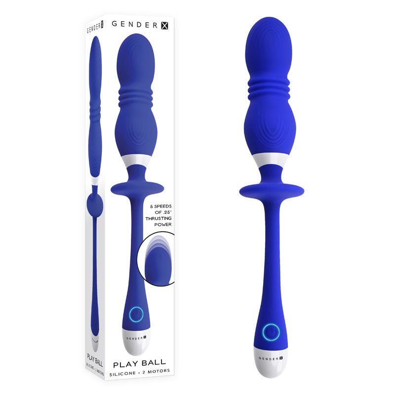 Gender X PLAY BALL - Blue 25 cm USB Rechargeable Thrusting & Vibrating Orbs – Sex toys NZ by Naughtyhut. Discreet delivery nationwide.