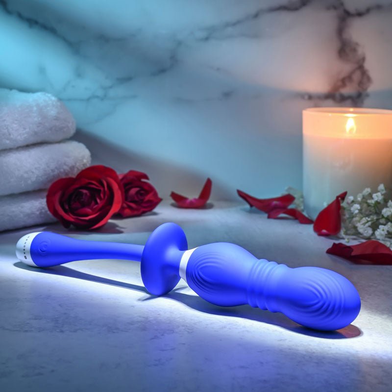 Buy Gender X PLAY BALL - Blue 25 cm USB Rechargeable Thrusting & Vibrating Orbs – Naughtyhut NZ sex toys online. Discreet delivery & top brands.